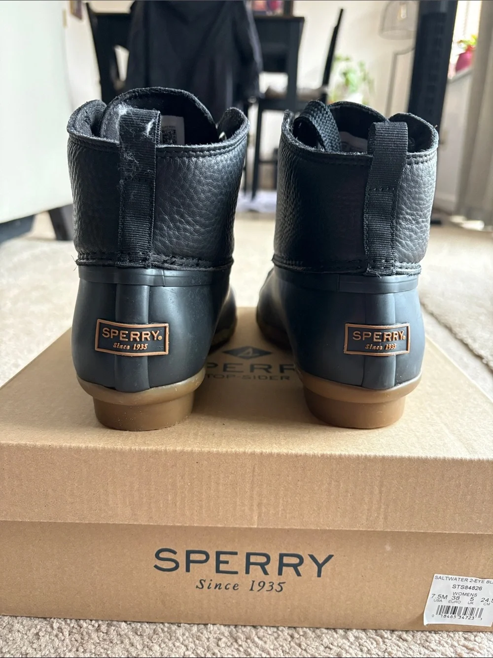 Sperry Black and Brown Duck Boots